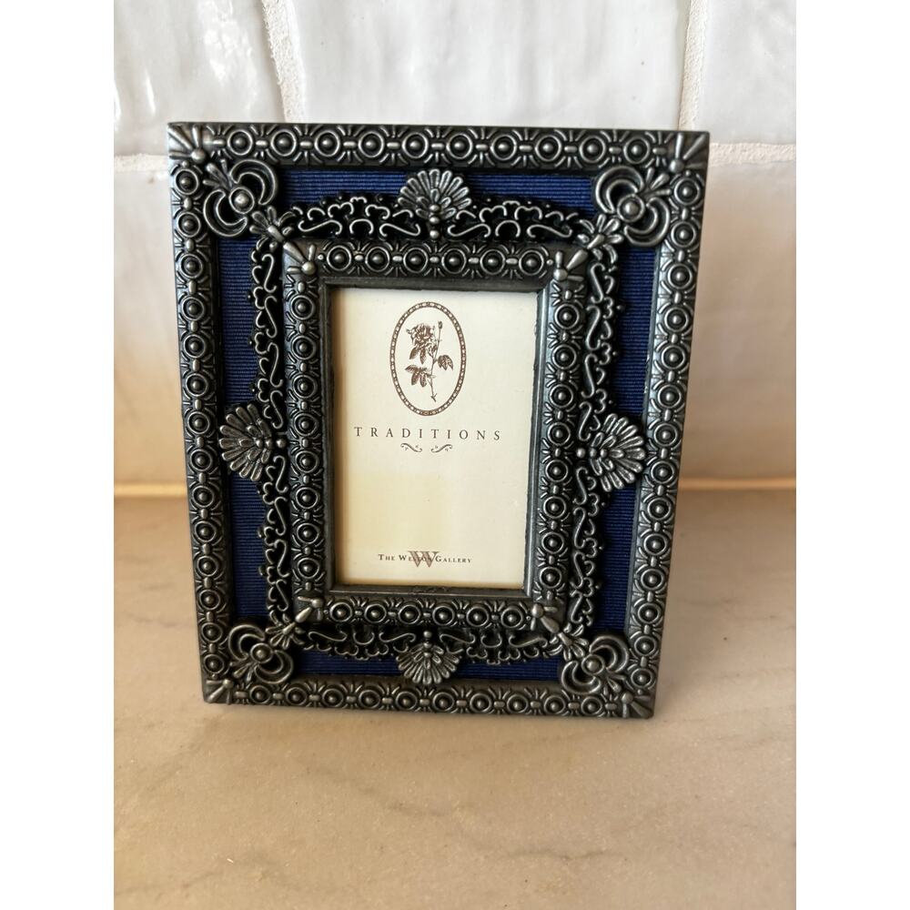 Weston Gallery Traditions Ornate Metal Picture Frame Blue Ribbon 4x6